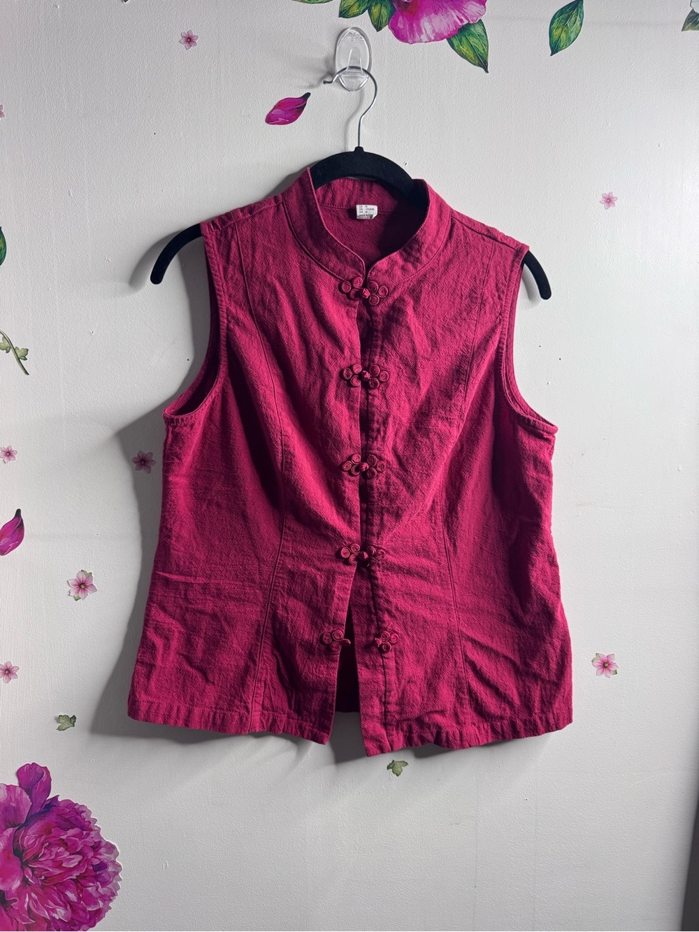 Women’s Mandarin Collar Sleeveless Top - Red